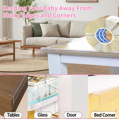 Clear Soft Corner Protectors for Furniture Strip,1.8in x13FT,Sharp Edge & Table Bumper,Window