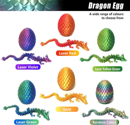 3D Printed Dragon Egg,Mystery Crystal Dragon Fidget Toys,Articulated Dragon,Home Desk Decor Easter