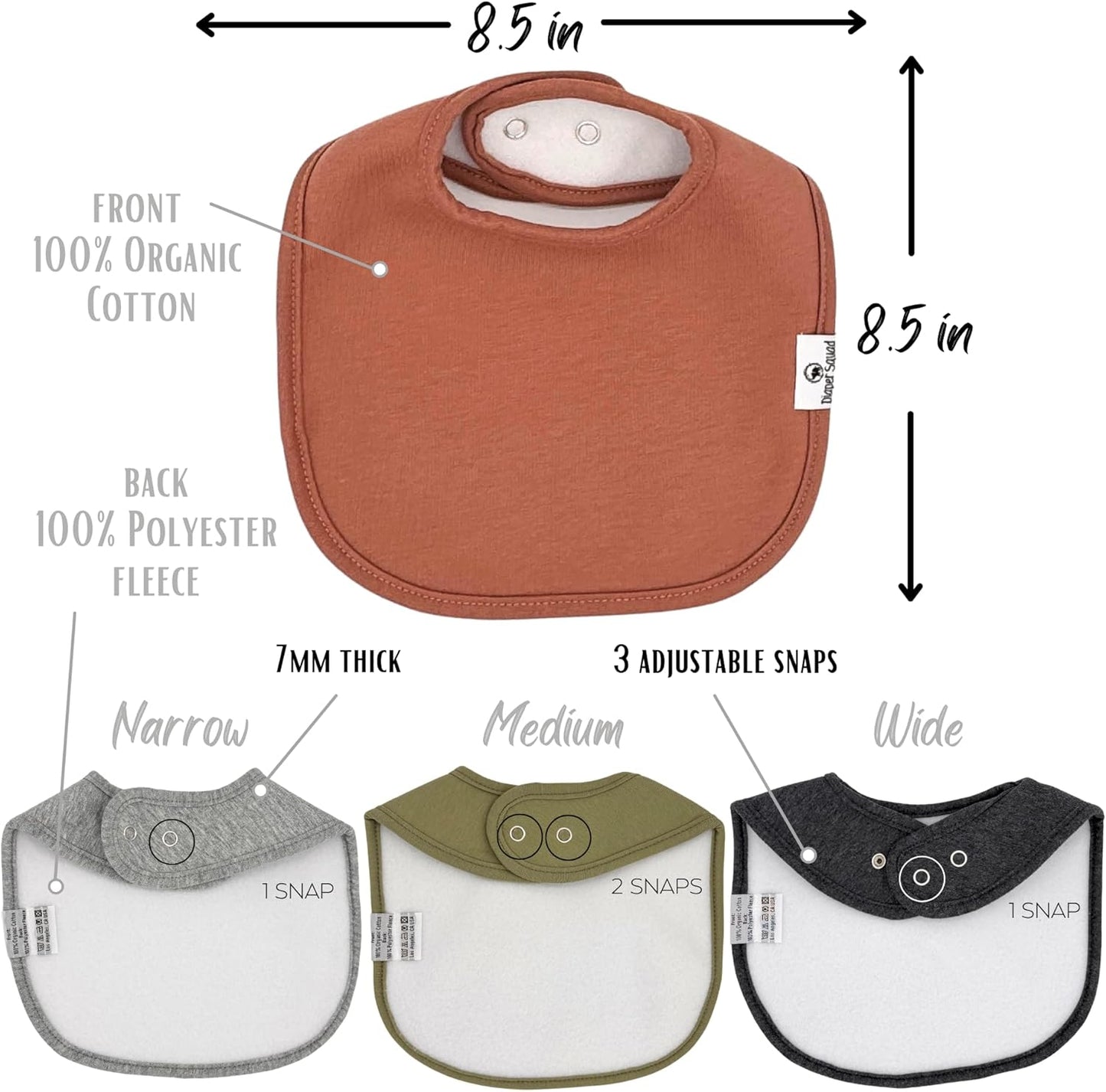 DiaperSquad's Baby Bibs for Drooling and Teething, Bibs for Boys, Baby Girl - Solid Cotton Baby