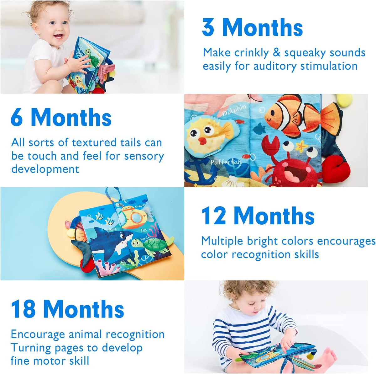 hahaland Baby Books 0-6 Months,Infant Tummy Time Toy High Contrast Sensory Baby Toys 6 to 12 Months