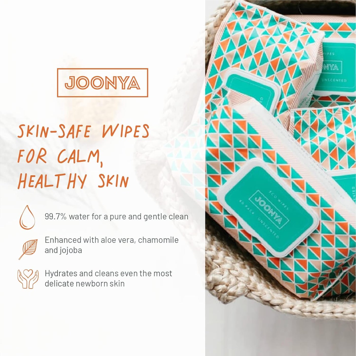 JOONYA Unscented Baby Wipes — Plant-Based, Fragrance-Free Bulk Diaper Wipes | Hypoallergenic