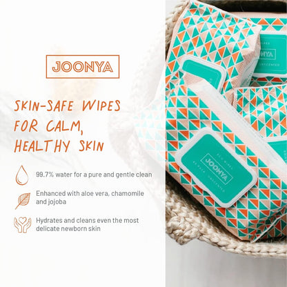 JOONYA Unscented Baby Wipes — Plant-Based, Fragrance-Free Bulk Diaper Wipes | Hypoallergenic