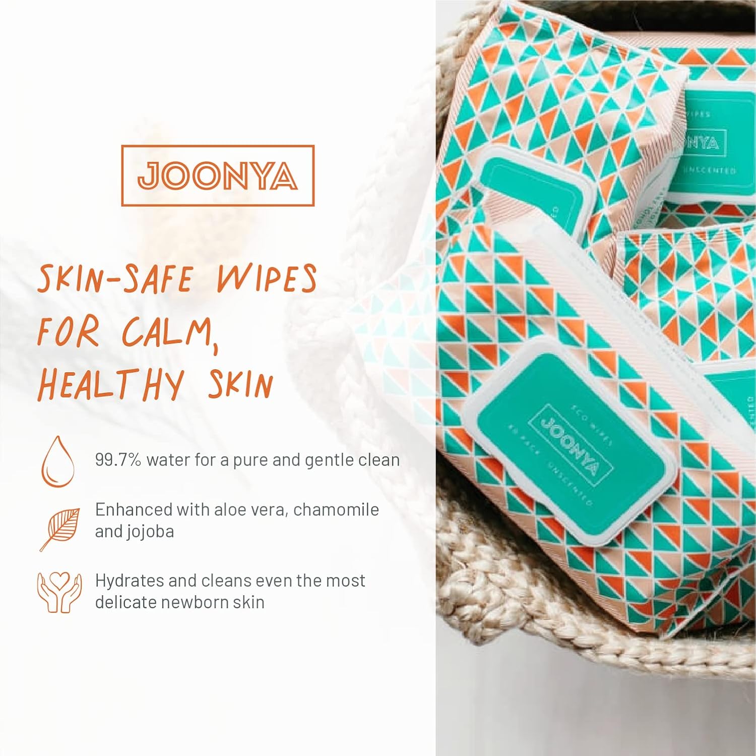 JOONYA Unscented Baby Wipes — Plant-Based, Fragrance-Free Bulk Diaper Wipes | Hypoallergenic