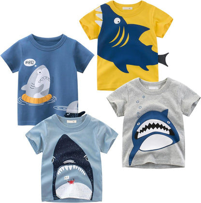 Boys' 4-Pack Excavator Short Sleeve Crewneck T-Shirts Top Tee Size 2-7 Years Toddler Boys' Value