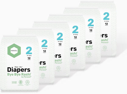 PARASOL Clear+Dry Disposable Diapers | RashShield Protection, Leakproof Design, Hypoallergenic