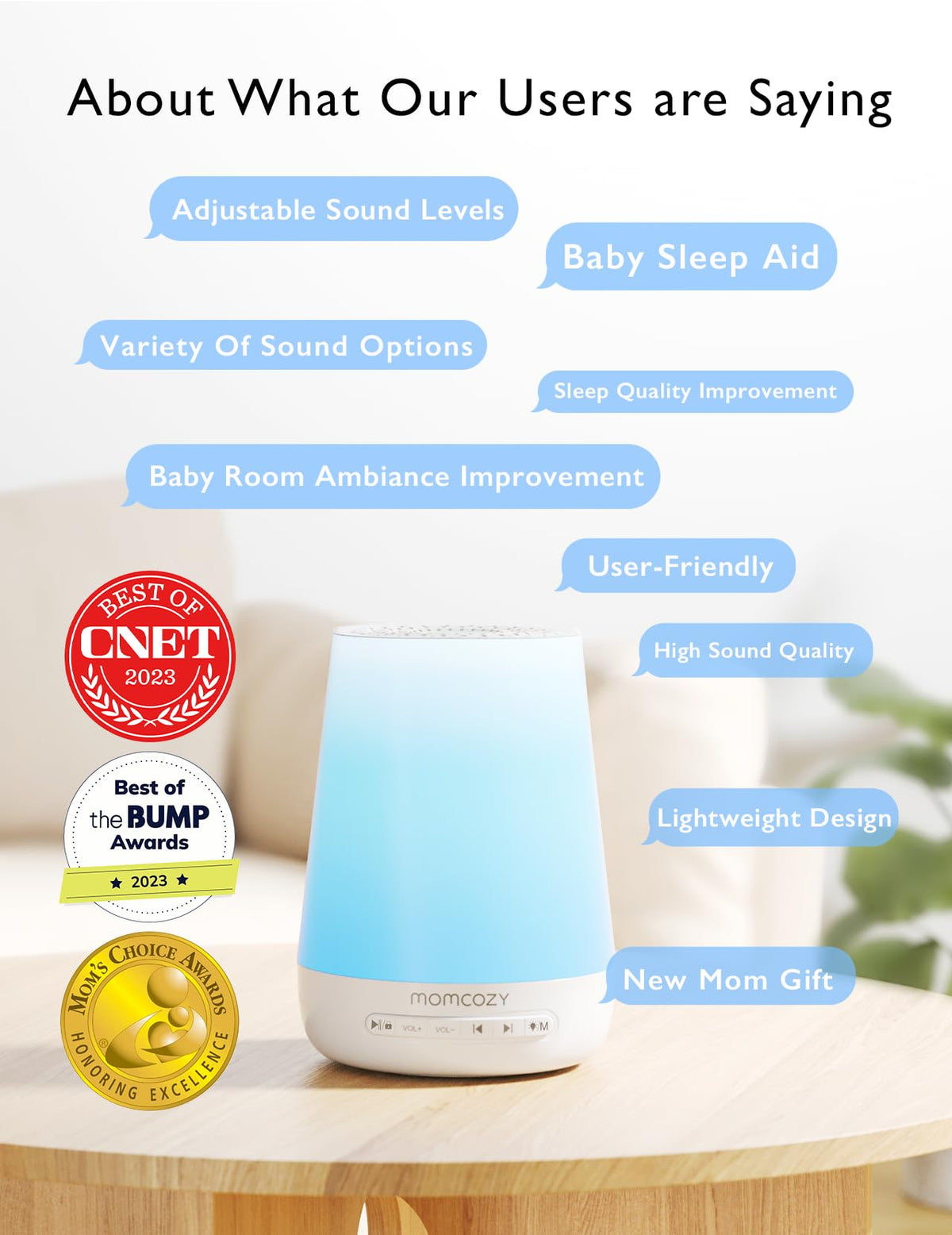 Momcozy Smart Baby Sound Machine with Night Light, White Noise Machine