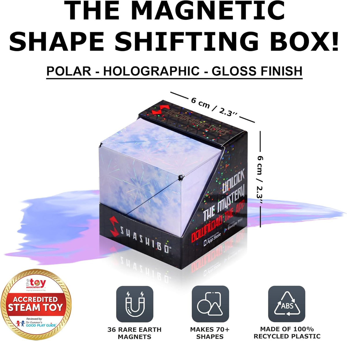 SHASHIBO Shape Shifting Box - Award-Winning, Patented Fidget Cube w/ 36 Rare Earth Magnets