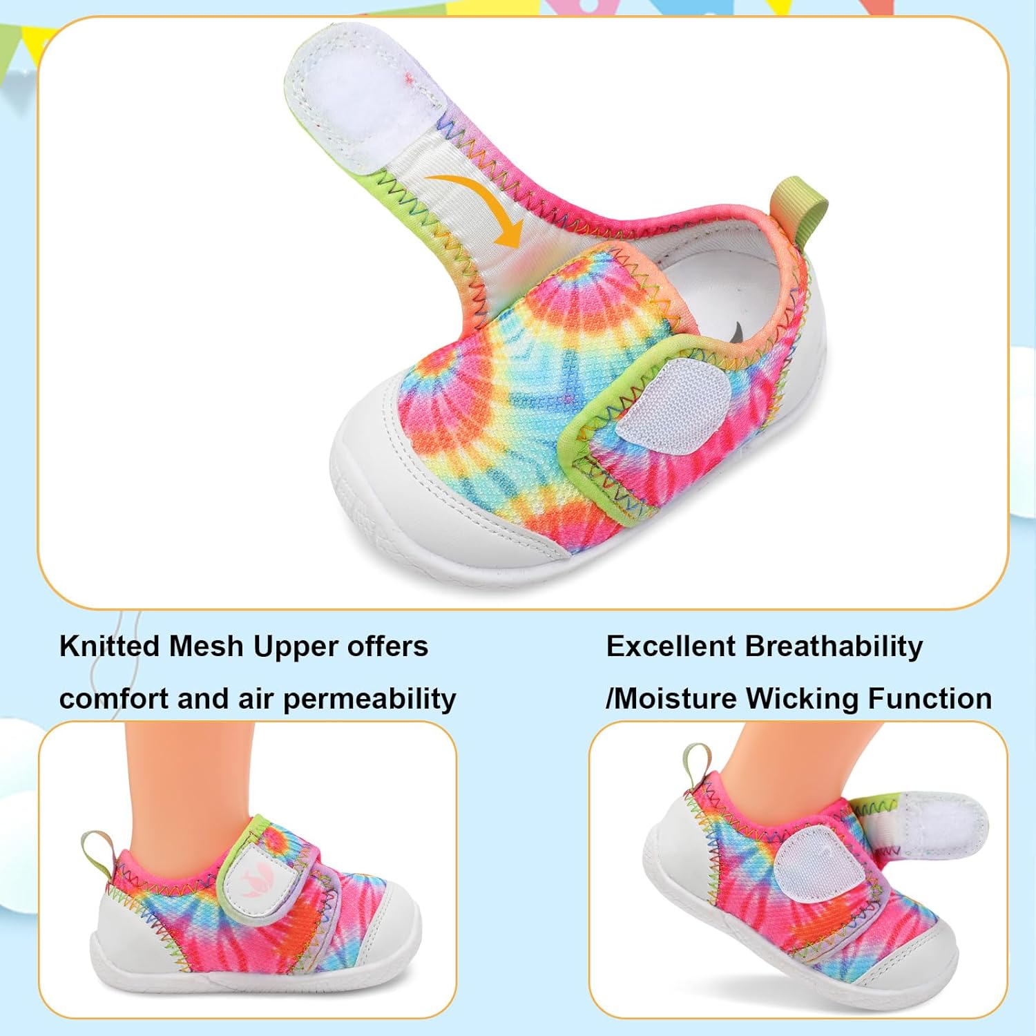 FEETCITY Baby First Walking Shoes Boys Girls Infant Sneakers Crib Shoes Breathable Lightweight Slip