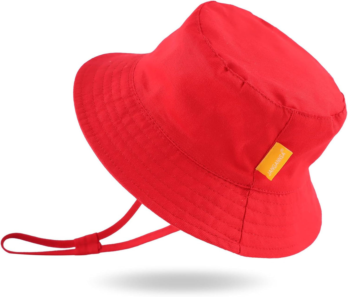 JANGANNSA Cotton Baby Sun Hat Infant Toddler Boys Girls Bucket Hats Summer Sun Protection Kids