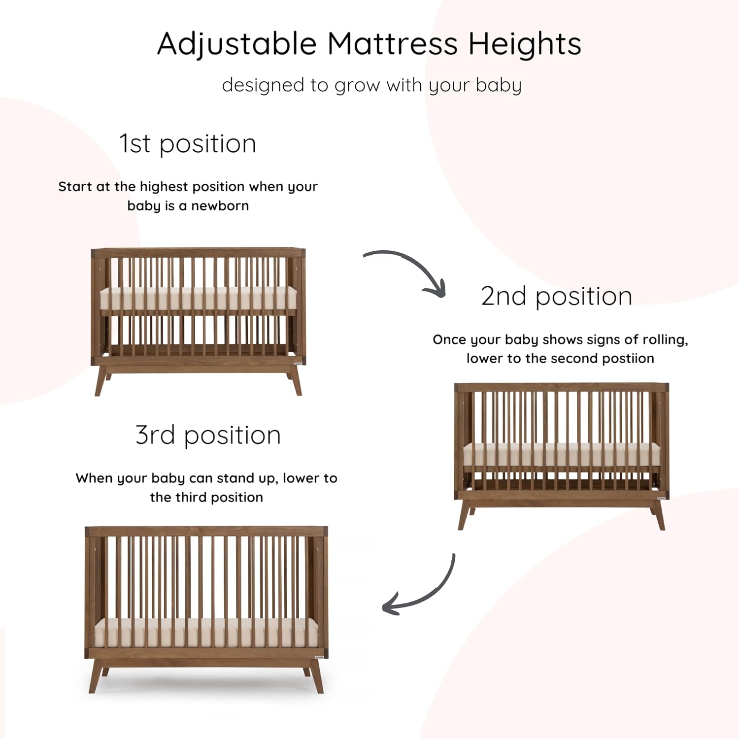 dadada Baby Soho 3-in-1 Convertible Wooden Crib to Toddler Bed - Made in Italy, GREENGUARD Gold
