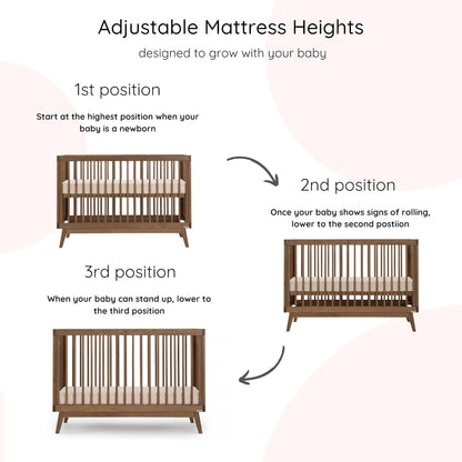dadada Baby Soho 3-in-1 Convertible Wooden Crib to Toddler Bed - Made in Italy, GREENGUARD Gold