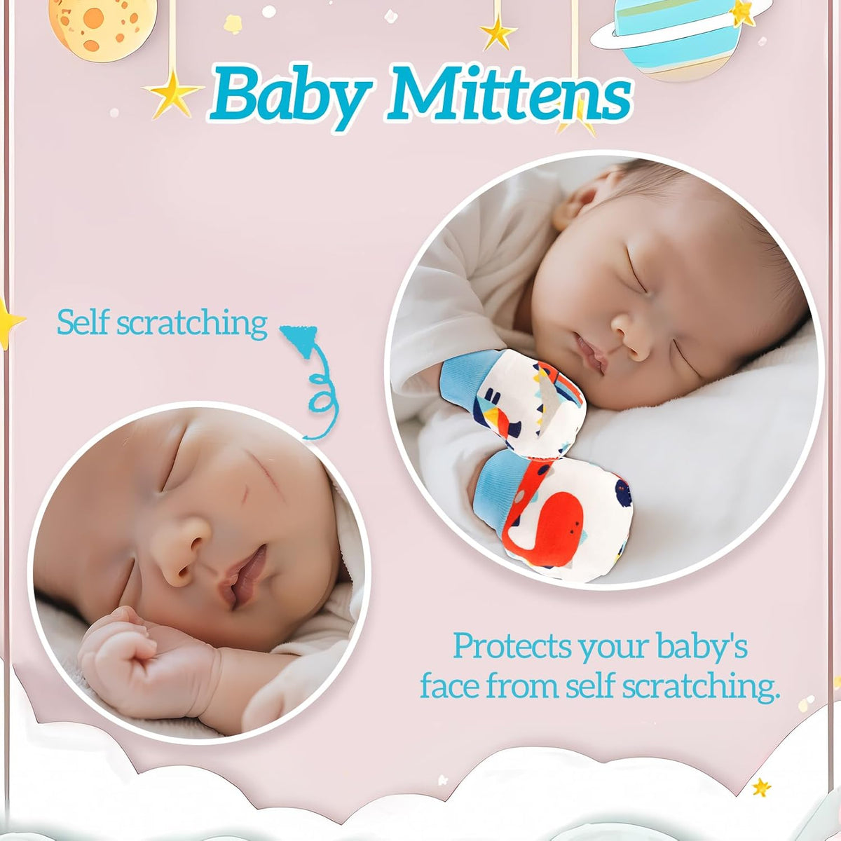 No Scratch Baby Mittens Newborn Infant Toddler Mittens Soft Elastic Wrist Gloves Mitten for 0-6