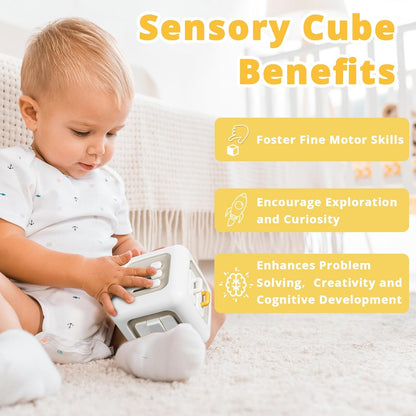 Busy Cube Toys for 1 Year Old Boy, Montessori Toys for 1+ Year Old, Travel Sensory Toys for