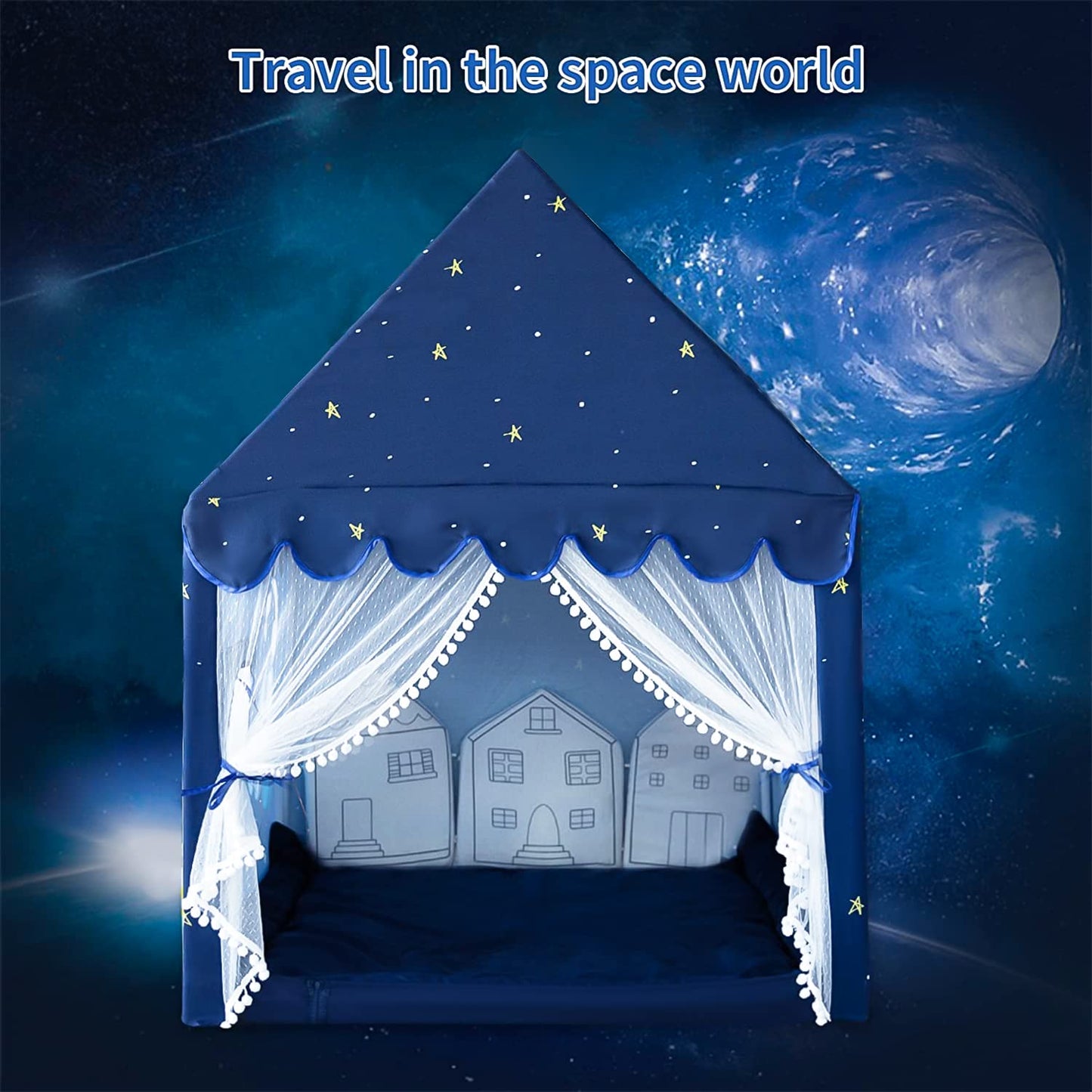 Kids Play Tent Playhouse Indoor Tents for Kids Boys Spaceship Space Rocket