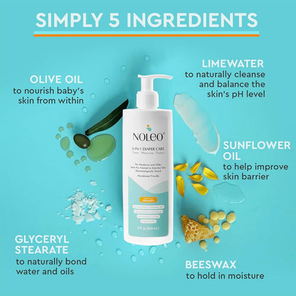 3-in-1 Diaper Care - Baby Cream, Cleanser & Baby Lotion Organic - Diaper Rash Cream - Baby Diaper