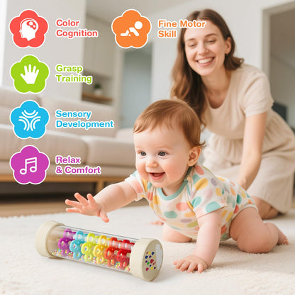 Rain Stick, Montessori Baby Toys for 6-12 Months 1 Year Old, Wooden Rainmaker Baby Rattle Sensory