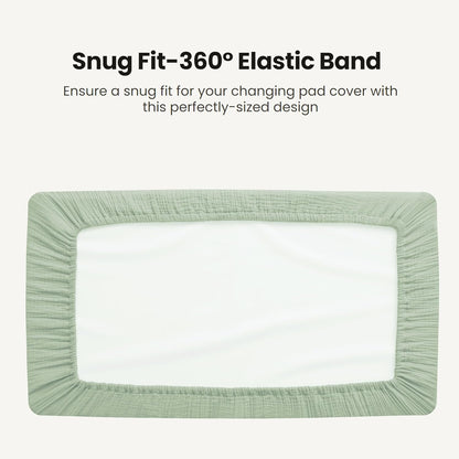 Konssy Waterproof Muslin Changing Pad Cover 2 Pack, Quilted Cotton Fitted Diaper Changing Table