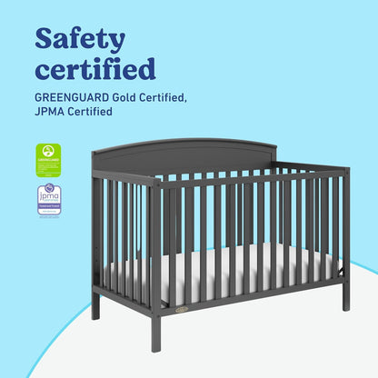 Graco Benton 5-in-1 Convertible Crib (Gray) – GREENGUARD Gold Certified, Converts from Baby Crib to