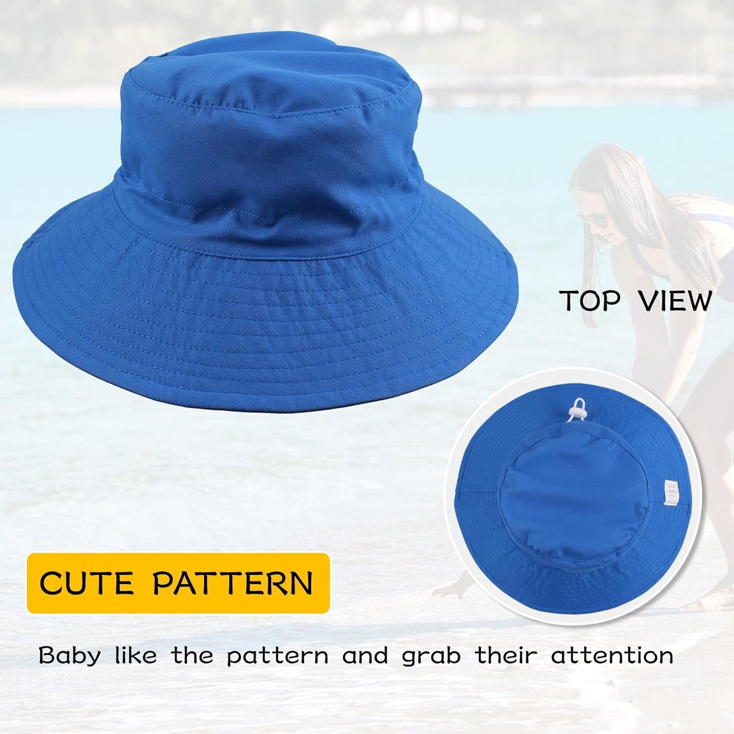 Peecabe Summer Baby Sun Hat for Boys Girls UPF 50+ Wide Brim Toddle Bucket Hat Adjustable Baby