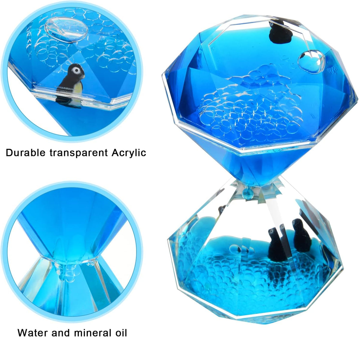 Coitak Liquid Motion Bubbler Timer for Sensory Play, Fidget Toy, Desk Top, 3 Pack, Assorted Colors