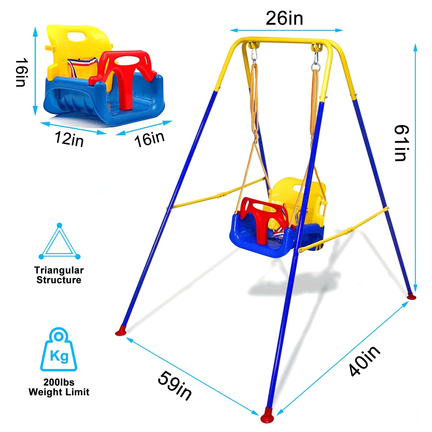 Foldable Toddler Swing Set for Indoor & Outdoor Use
