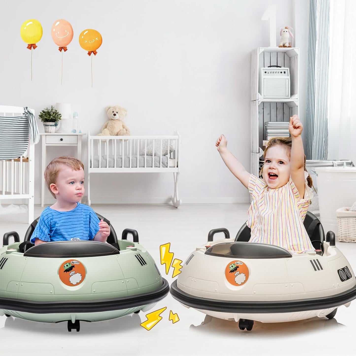 12V Electric Ride on Bumper Car for Toddlers, Kids Bumper Car with Remote Control, 360 Degree Spin