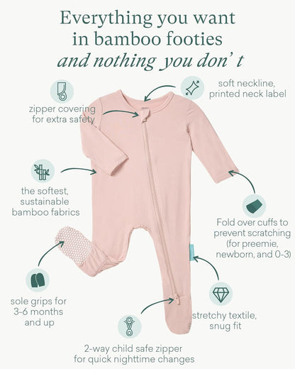 Baby Zipper Footie Pajamas, Supersoft Bamboo Rayon Baby Footed Pjs Boy Girl 0-3-6-9-18-24 Month