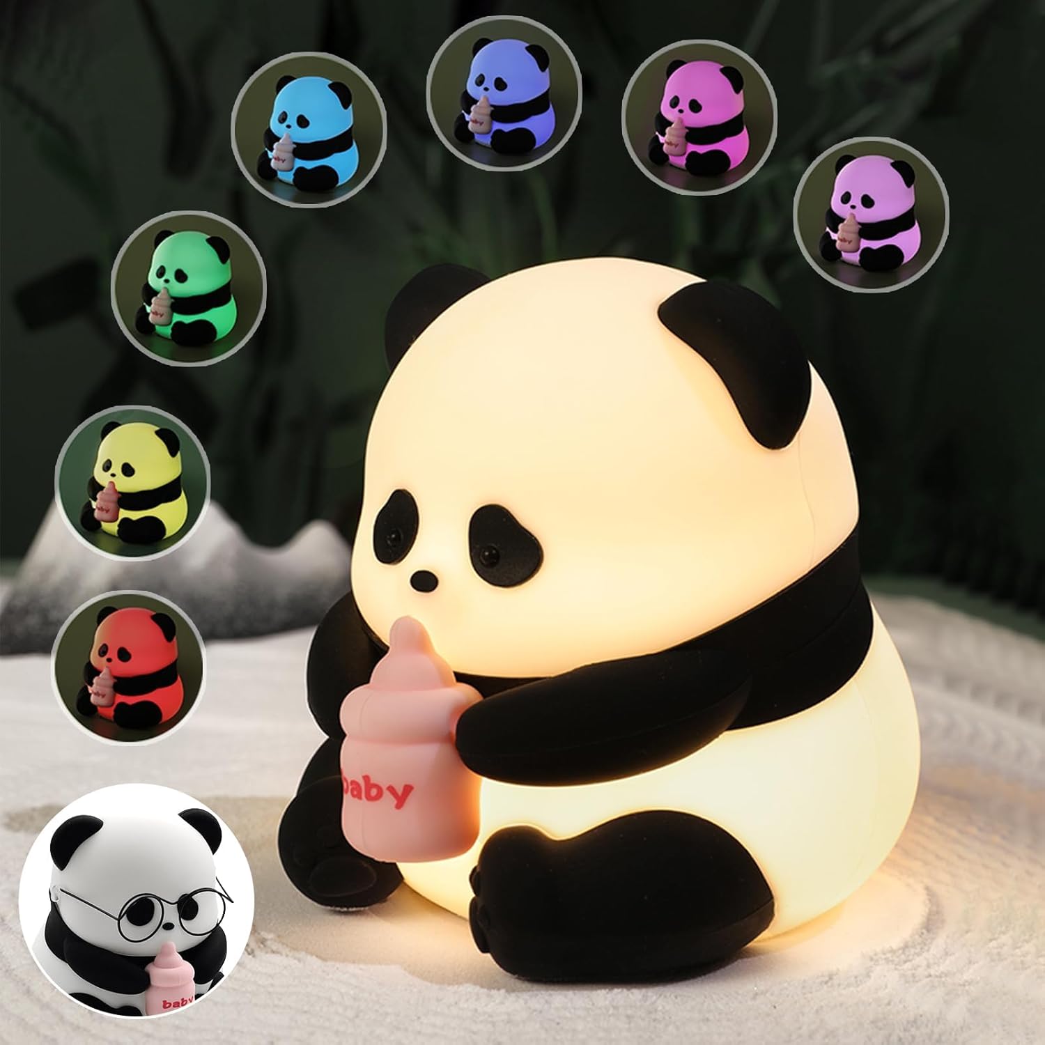 Cute Panda Night Light,LED Squishy Novelty Animal Night Lamp,Food Grade Silicone 3 Level Dimmable