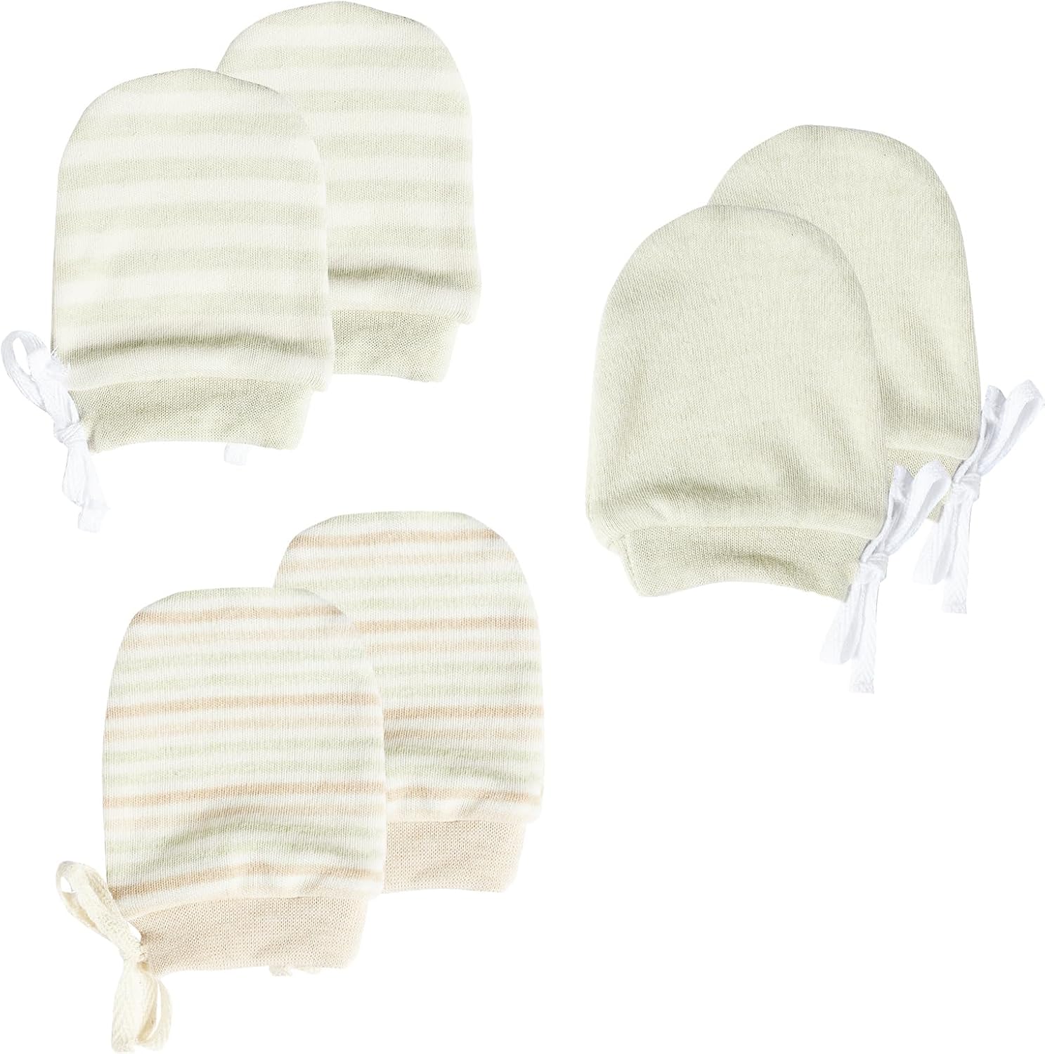 Newborn Mittens No Scratch 100% Organic Cotton 3 Packs Mitts Baby Boy Girl Neutral With String 0-12