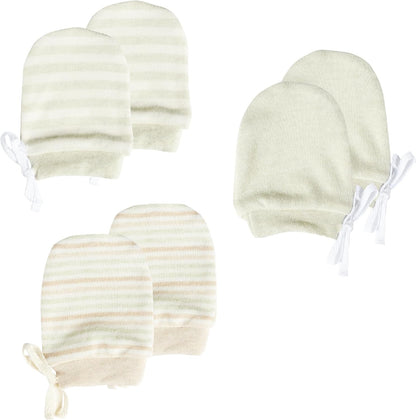 Newborn Mittens No Scratch 100% Organic Cotton 3 Packs Mitts Baby Boy Girl Neutral With String 0-12
