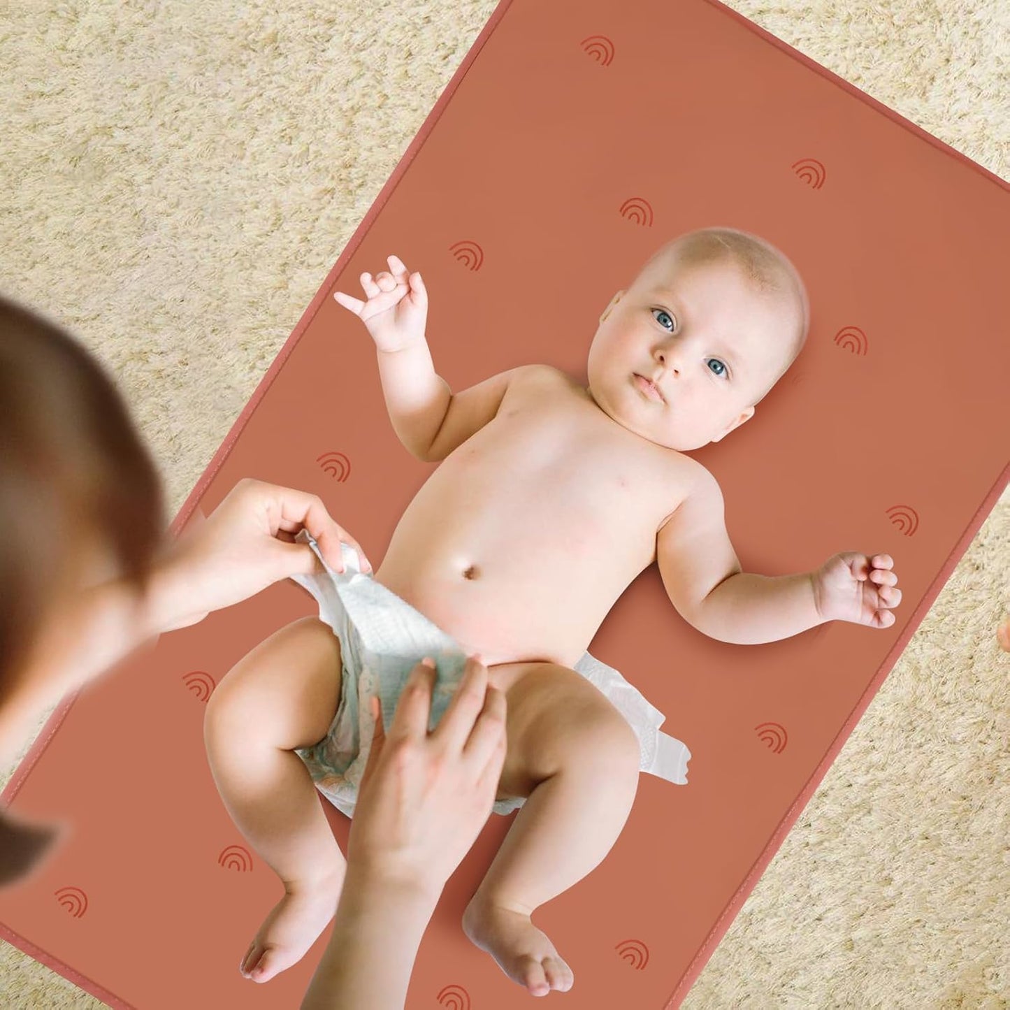 Vegan Leather Baby Changing Mat - Wipeable Portable Changing Pad 2 Pack, Foldable Travel Changing