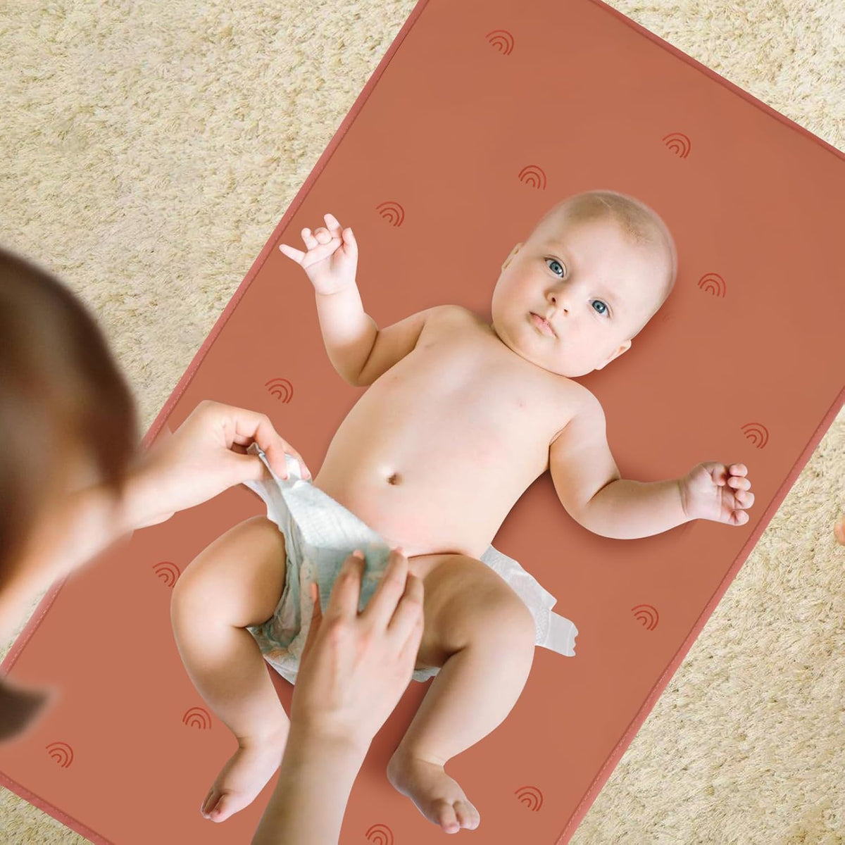Vegan Leather Baby Changing Mat - Wipeable Portable Changing Pad 2 Pack, Foldable Travel Changing