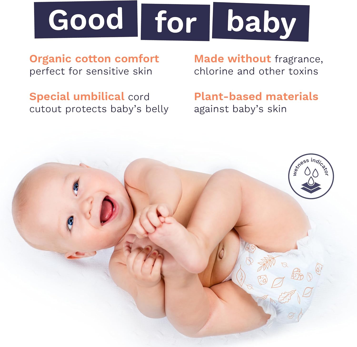 Pura Hypoallergenic Diapers, Size 2 (7-13 lbs) Totally Chlorine Free, Wetness Indicator, Suitable