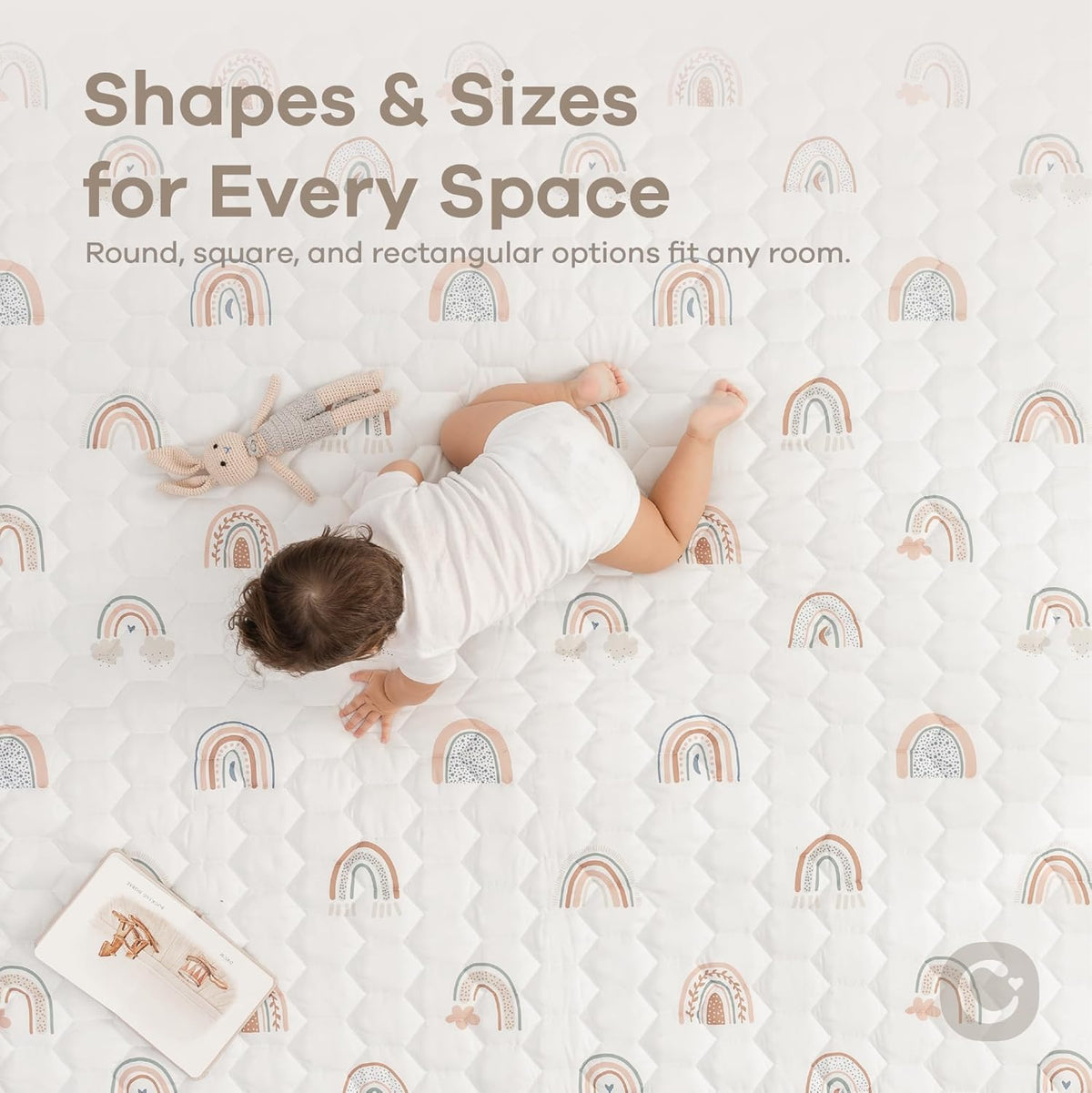 Comfy Cubs Round Kids Play Mat - Medium 48 inches Soft Quilted Baby Floor Mat with Non-Slip Bottom