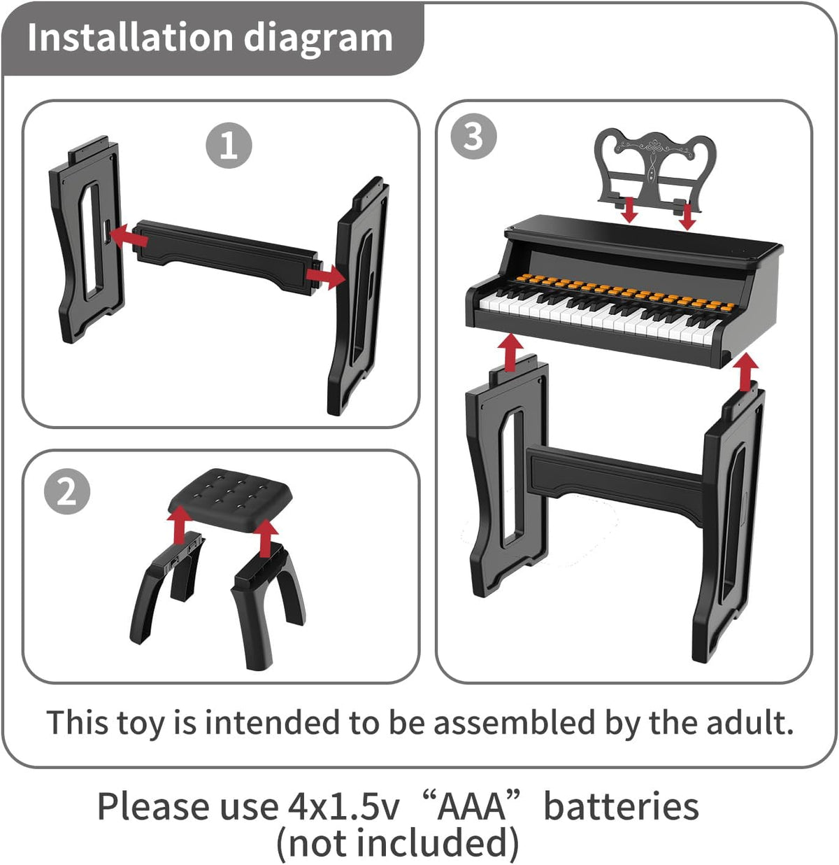 Toy Pianos for Kids Ages 3-7 - Children's Musical Keyboard for Beginners Boys Girls Birthday Gift