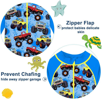 Funnycokid Baby Swimsuit Boy Toddler Bathing Suit Rash Guard UPF 50+ Swimwear 6 Months-4T