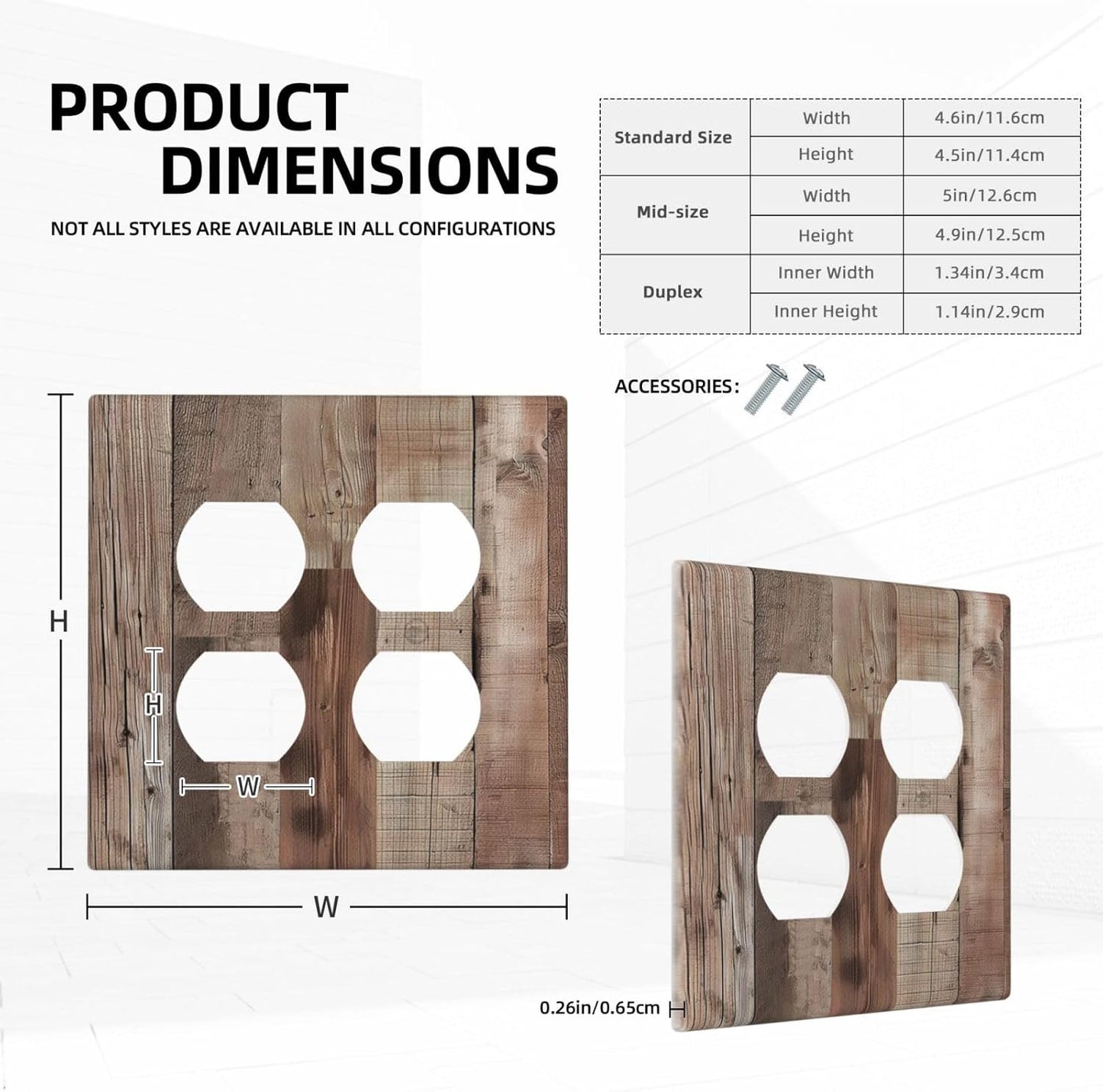 Decorative Outlet Covers Retro Wood Plank Vintaga Wooden Board 2 Gang Wall Plate Cover Double