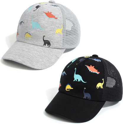 Duoyeree Toddler Baseball Cap Baby Cap Sun hat Print Dinosaur Pattern and Solid Color hat Kids boy