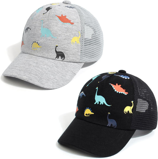 Duoyeree Toddler Baseball Cap Baby Cap Sun hat Print Dinosaur Pattern and Solid Color hat Kids boy