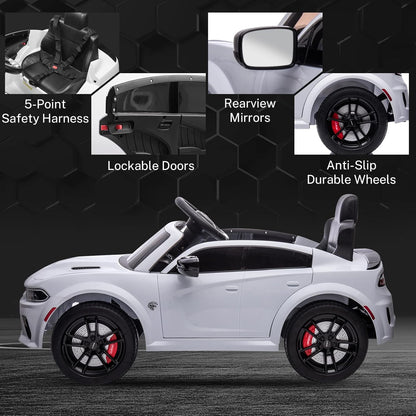 12V 7Ah Kids Electric Ride on Car, Licensed Dodge Charger SRT Hellcat, Battery Powered 4-Wheels Toy