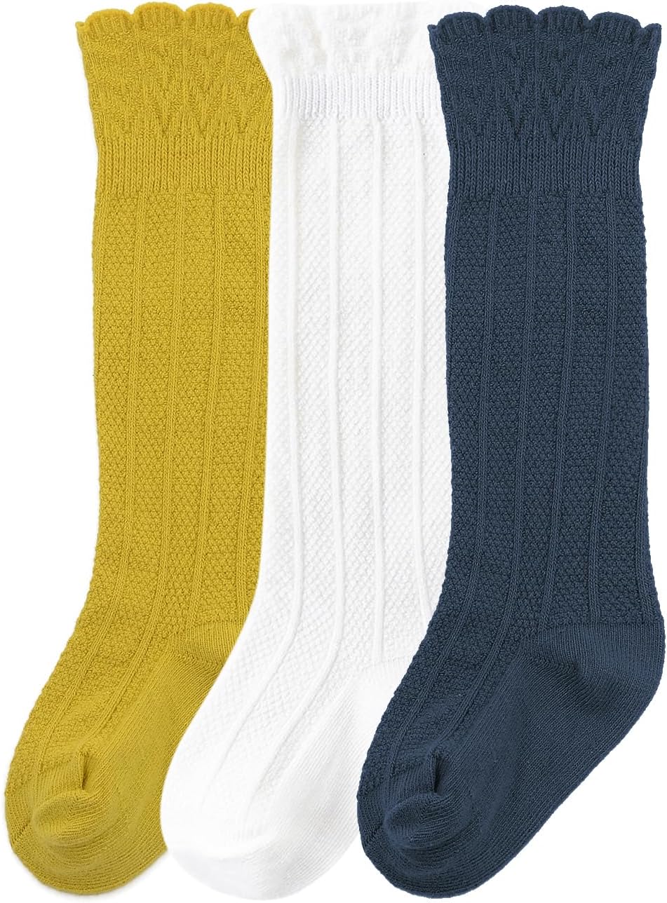 Zando Baby Knee High Socks - Infant to Toddler, Cotton Ruffle Socks, Warm Girls & Boys Long