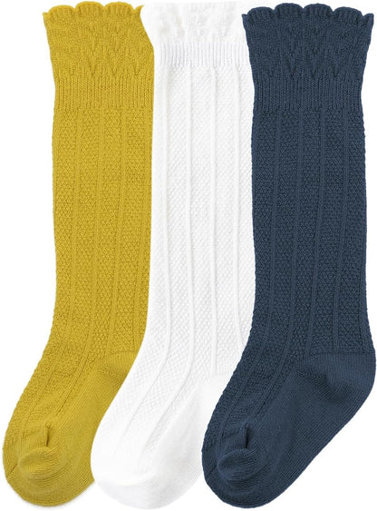 Zando Baby Knee High Socks - Infant to Toddler, Cotton Ruffle Socks, Warm Girls & Boys Long