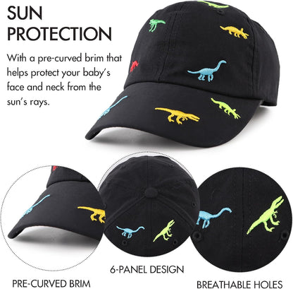 JANGANNSA Dinosaur Boys Girls Caps Embroidery Baby Baseball Caps Cotton Infant Toddler Kids Hat