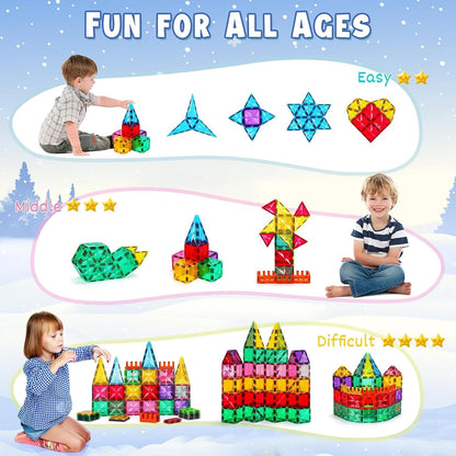 Magnetic Tiles,100PCS Star Magnetic Building Blocks Toy for Ages 3 4 5 6 7 8 9,Magnetic Tiles for