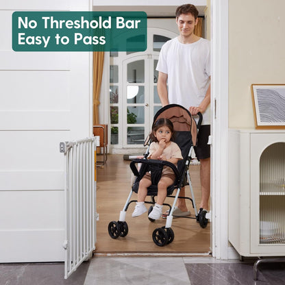 Babelio 34" Extra Tall Baby/Dog Gate with No Threshold Design Walk Thru Door, 26-43" Auto Close