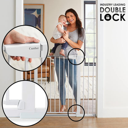 Cumbor 36" Extra Tall Baby Gate for Dogs and Kids with Wide 2-Way Door, 29.7"- 46" Width, and Auto
