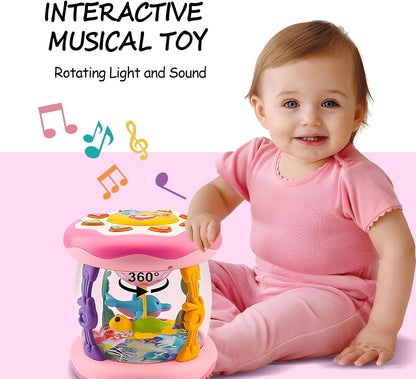Baby Girl Toys 12 Months, Musical Rotating Light Up Infant Toys Tummy Time for Infant 12-18 Months