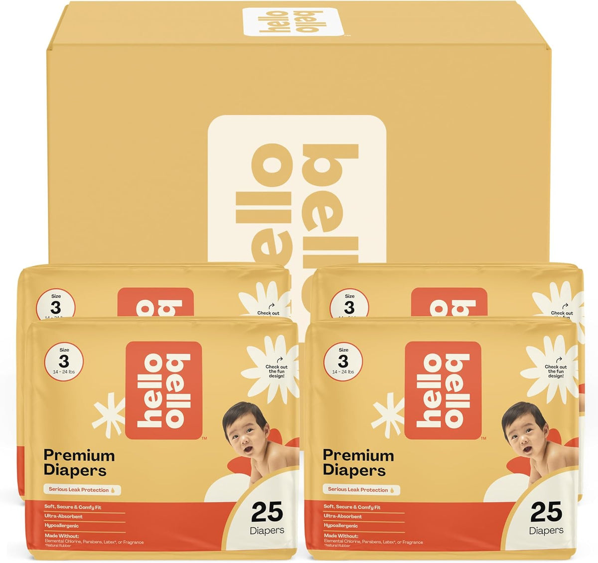 Hello Bello Premium Diapers, Size 3 (14-24 lbs) Surprise Pack for Boys - 100 Count (Pack of 1)