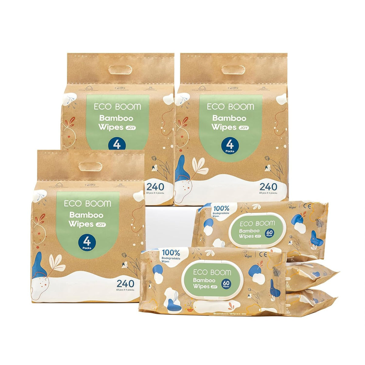 ECO BOOM bamboo Baby Wipes | natural | 100% Plant-Based & fragrance free | Unscented & safe for