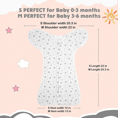 2 Pack Transition Swaddle with 2 Way Zipper, 2 in 1 Arms in/Out Transitional Arms Up Swaddle, 100%